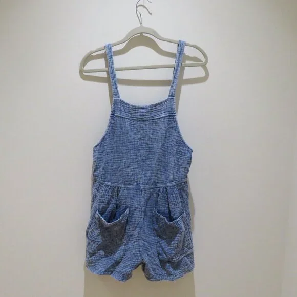 ANTHROPOLOGIE LA BIZ Maronie Relaxed Gauze Shortalls in Light Blue Medium Beachy - Picture 4 of 16